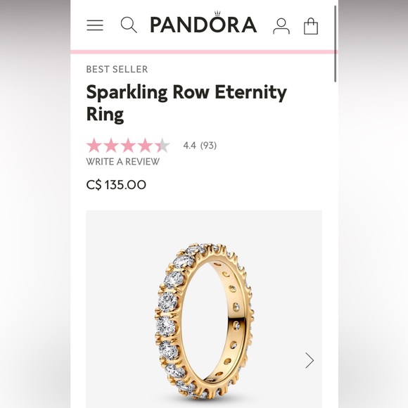 - PANDORA SPARKLING ROW ETERNITY RING - Picture 3 of 6